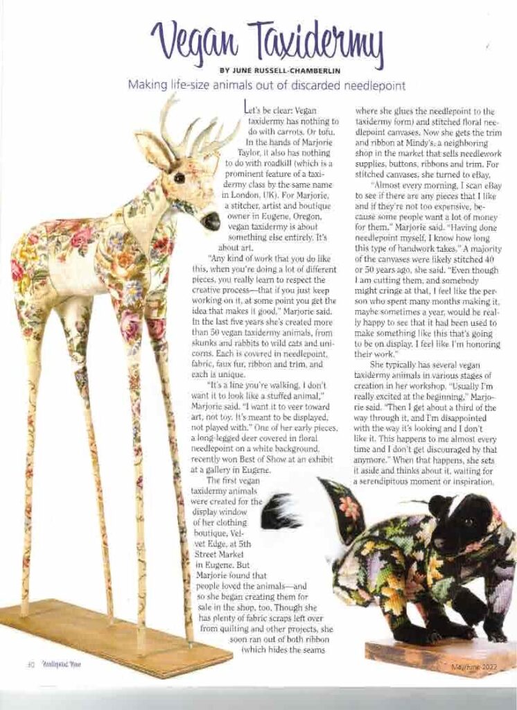 Vegan Taxidermy article in Needlepoint Now, page 1